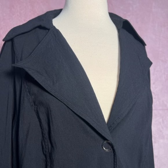 Lane Bryant Womens Black Light Weight Button Down Long Trench Coat Size 14/16 - Picture 3 of 7